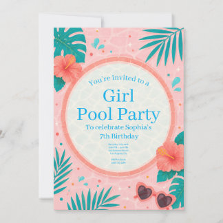 Geburtstagseinladung Mädchen-Poolparty Einladung