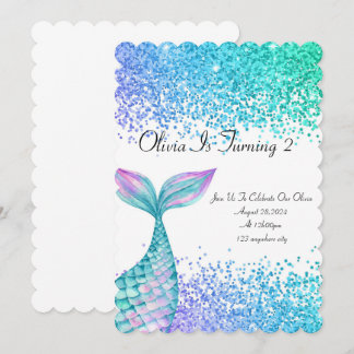 Geburtstagseinladung von Mermaid für Mädchen Einladung