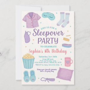 Geburtstagseinladung von Sleepover für Mädchen Einladung