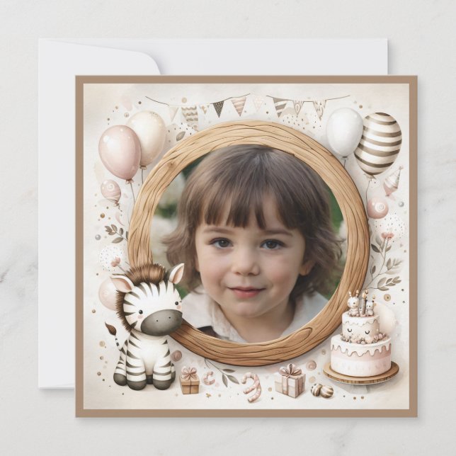 Geburtstagseinladung Zebra Frame für Foto Einladung (Vorderseite)