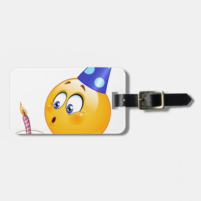 Geburtstagsemoji Gepäckanhänger (Vorderseite horizontal)