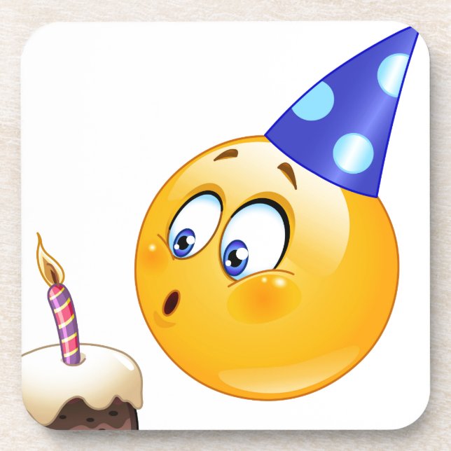 Geburtstagsemoji Untersetzer (Vorderseite)