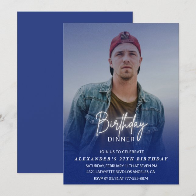 Geburtstagsessen 27. Geburtstagsfeier Foto Männer Einladung (Vorne/Hinten)