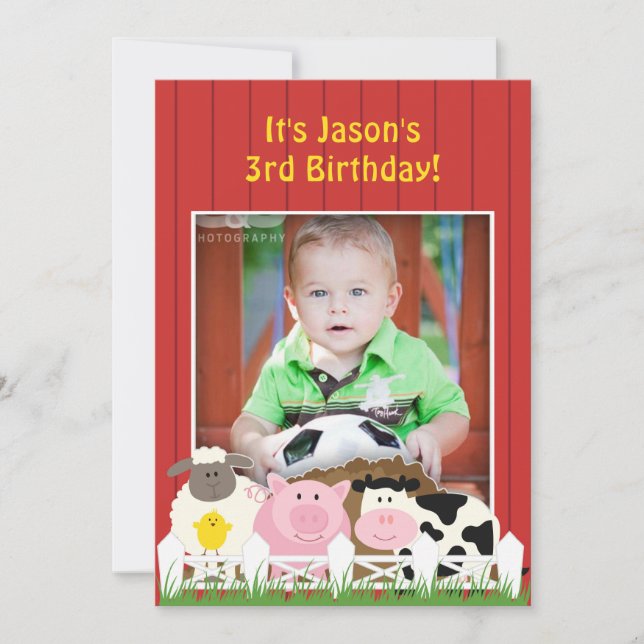 Geburtstagsfarm Foto Einladung (Vorderseite)