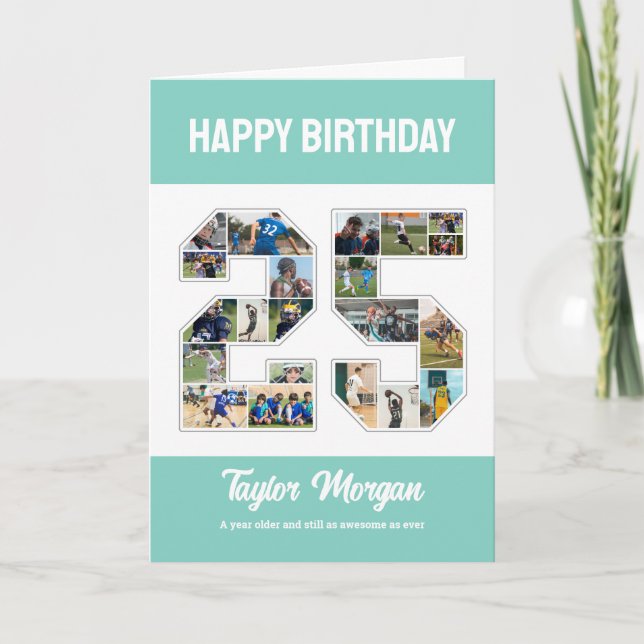 Geburtstagsfeier 25. FotoCollage Karte (Vorderseite)