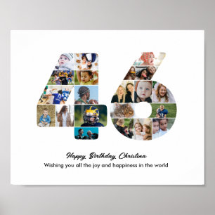 Geburtstagsfeier 46 Nummer 46 Fotocollage Poster