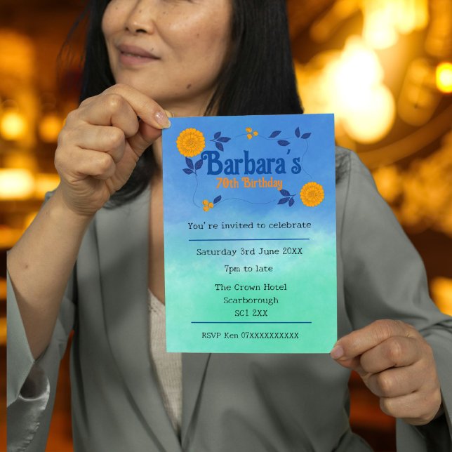 Geburtstagsfeier Blume Blumen personalisieren Einladung (Von Creator hochgeladen)