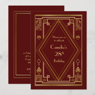 Geburtstagsfeier Einladung Frau, Gatsby, Rot