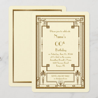 Geburtstagsfeier Einladung, Gatsby, Gold, Elfenbei Einladung