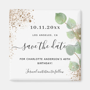 Geburtstagsfeier Eukalyptus Gold Termin vormerken Magnet