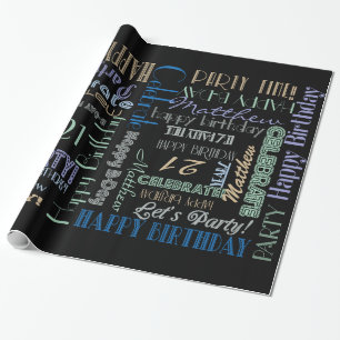Geburtstagsfeier! Feiner Individuelle Name und Alt Geschenkpapier