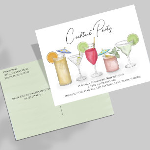 Geburtstagsfeier für Erwachsene Farbige Cocktails Postkarte