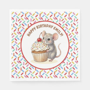 Geburtstagsfeier für Mädchen   Maus & Cupcake   Serviette