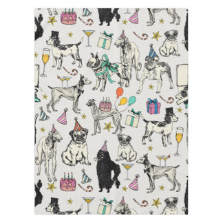 Geburtstagsfeier für whimsical Hunde Tischdecke