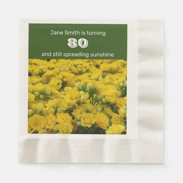 Geburtstagsfeier Gelbe Blumen Feier Serviette (Vorderseite)
