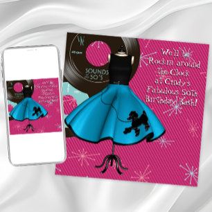 Geburtstagsfeier im Stil der 1950er Jahre Einladung