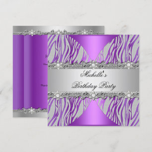 Geburtstagsfeier Lila Silber Grau Perle Diamant Einladung