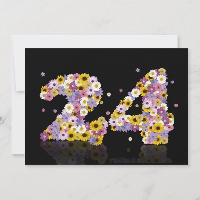 Geburtstagsfeier, mit Blumenbriefen Einladung (Vorderseite)