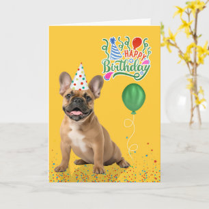 Geburtstagsfeier mit braunem Französischen Bulldog Karte