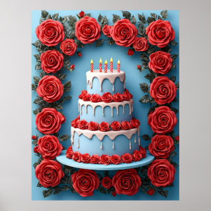 Geburtstagsfeier mit Candlelit Cake Poster