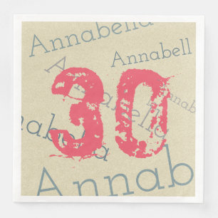 Geburtstagsfeier Rosa 30 Individuelle Name und Alt Serviette