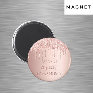 Geburtstagsfeier Rose Gold Glitter-Tropfen Glamour Magnet
