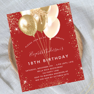 Geburtstagsfeier rote goldene glitzernde Ballons B Flyer