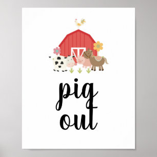 Geburtstagsfeier-Schild auf dem Bauernhof Schwein  Poster