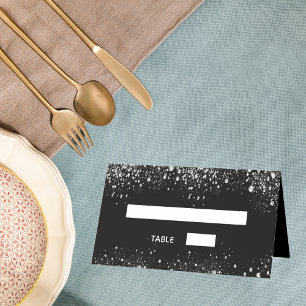 Geburtstagsfeier Schwarz Silber Glitter Funken Platzkarte