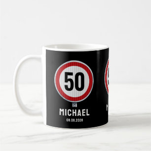 Geburtstagsfeier Verkehrsschild mit individueller  Kaffeetasse