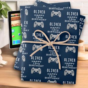 Geburtstagsfeier Videospiel-Controller für Gamer Geschenkpapier Set