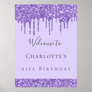 Geburtstagsfeier violett lavendel glitzer name poster