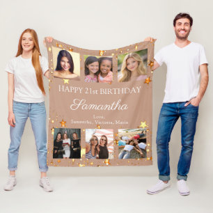 Geburtstagsfoto-Collage beste Freundinnen Kamel Fleecedecke