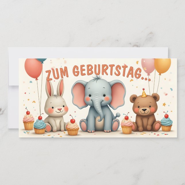 Geburtstagsfreude mit tierischen Freunden (Vorderseite)