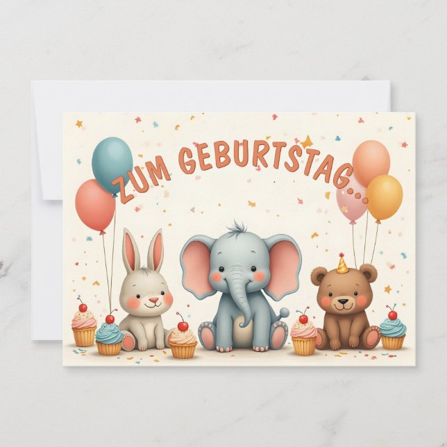 Geburtstagsfreude mit tierischen Freunden (Vorderseite)