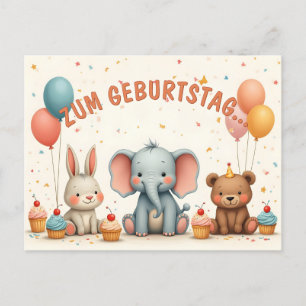 Geburtstagsfreude mit tierischen Freunden Feiertagspostkarte