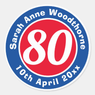 Geburtstagsgedenken mit Name, Alter und Datum Runder Aufkleber