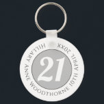 Geburtstagsgedenken mit Name, Alter und Datum Schlüsselanhänger<br><div class="desc">Erinnern Sie sich an einen bedeutenden Geburtstag mit einem Keyring,  der mit dem Namen des Empfängers,  seinem Alter und seinem Geburtstag geschmückt ist. Ein spezieller Sake,  der auch praktisch ist.</div>