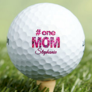 Geburtstagsgeschenk #1 MAMA Rosa Blütenbraun Perso Golfball