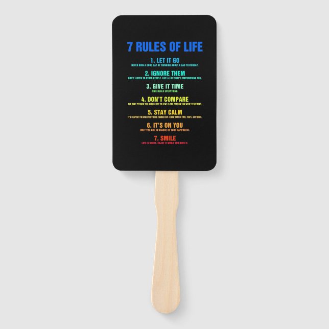 Geburtstagsgeschenk 7 Lebensregeln Fächer (Vorderseite)