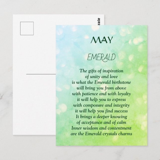 Geburtstagsgeschenk Emerald Postkarte (Vorne/Hinten)