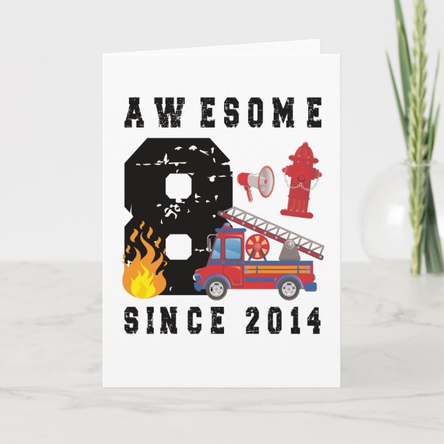 Geburtstagsgeschenk Feuerwehrmännchen Geboren 2014 Karte (Vorderseite)