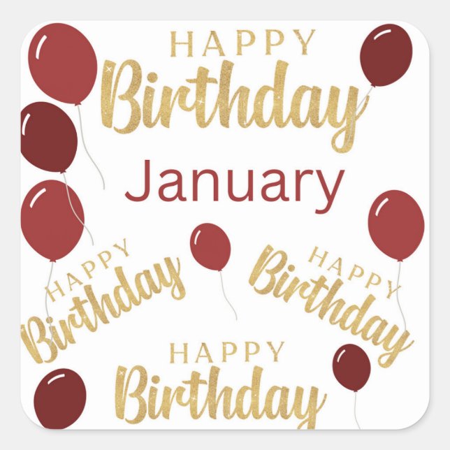 Geburtstagsgeschenk im Januar Quadratischer Aufkleber (Vorderseite)