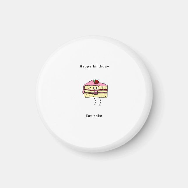 Geburtstagsgeschenk, Kuchen essen, Geburtstagskuch Magnet (Vorne)