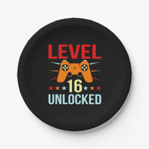 Geburtstagsgeschenk   Level 16 Unlock Gamer Pappteller