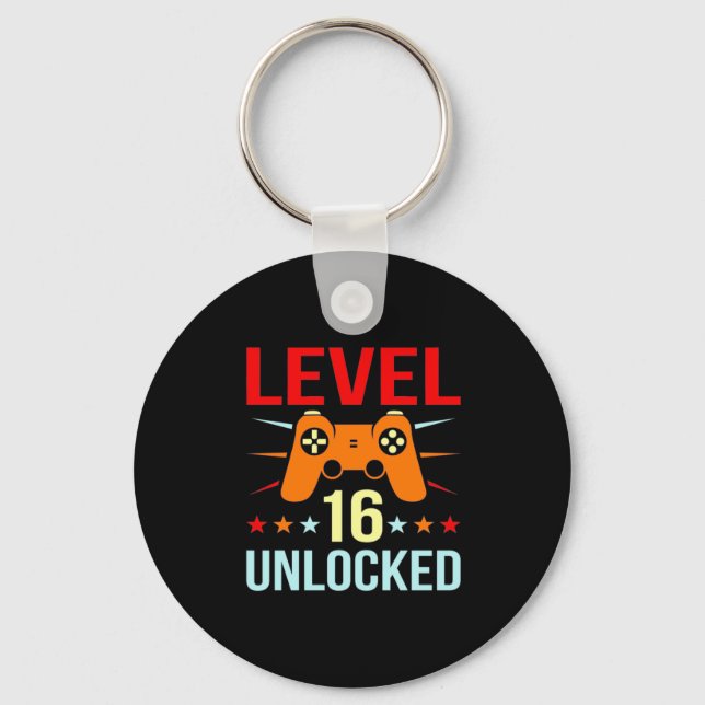Geburtstagsgeschenk | Level 16 Unlock Gamer Schlüsselanhänger (Vorderseite)