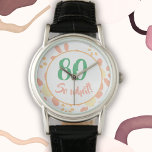 Geburtstagsgeschenk Motivierend Blumenfrau Armbanduhr<br><div class="desc">80. Geburtstag Blumenuhr für eine Frau feiert 80 Jahre. Ein lustiges und motivierend Zitat 80,  also was! ist perfekt für eine positive Person mit einem Sinn für Spaß. Blume Muster mit rosa und gelb schlichten Blume auf Weiß. Gut als Geburtstagsgeschenk für eine Frau. Sie können die Altersnummer ändern.</div>