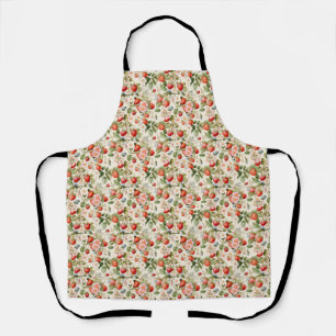Geburtstagsgeschenk Nahtlose Erdbeere und Blume Schürze