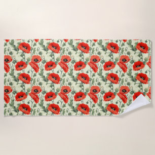 Geburtstagsgeschenk   Nahtloser roter Mohn Strandtuch