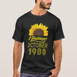 Geburtstagsgeschenk Sonnenblume Vintag Oktober 198 T-Shirt